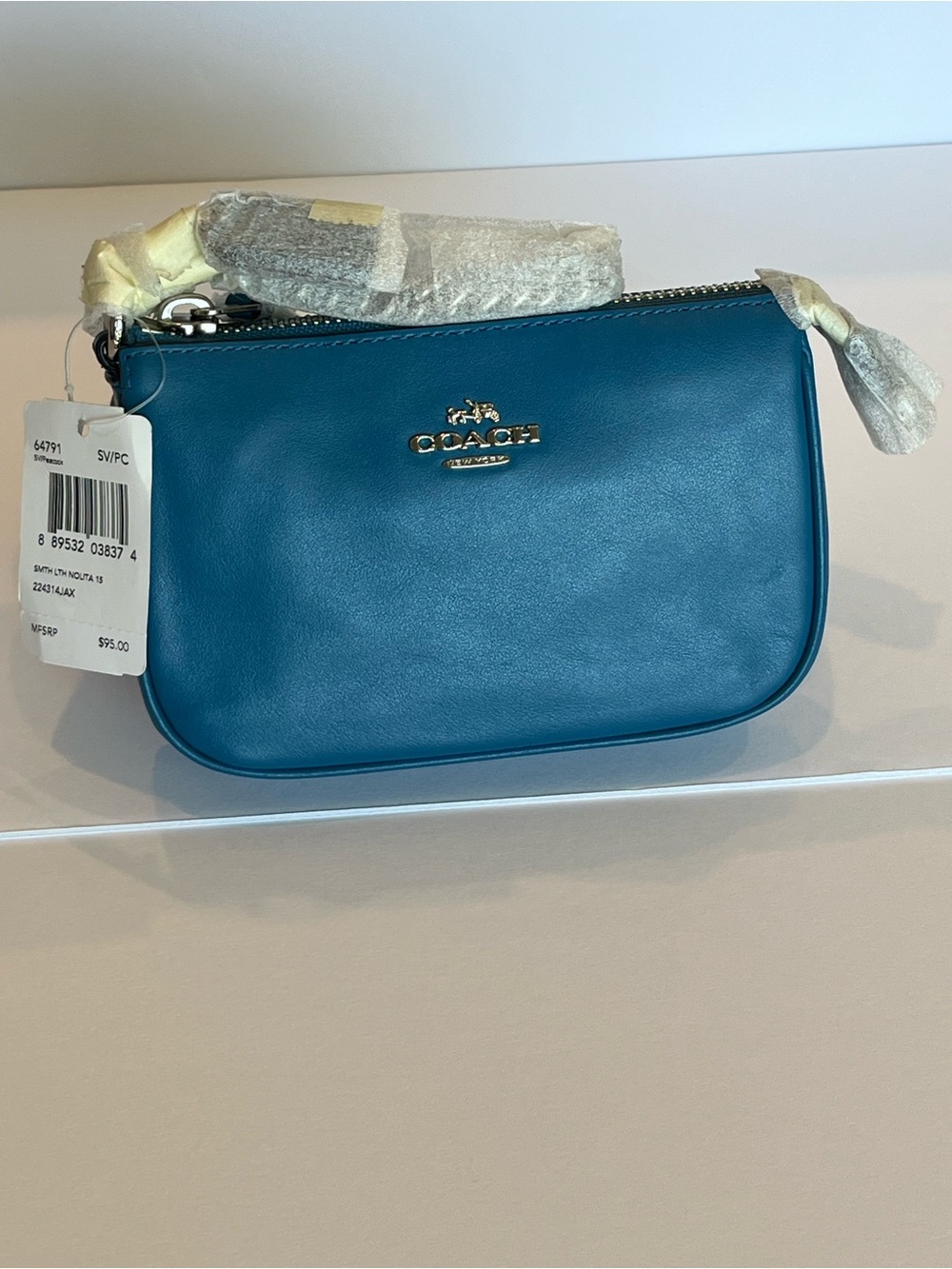 Coach Blue Leather Zip Wristlet